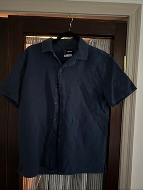 Original Use Navy Short Sleeve Casual Button-Down Shirt